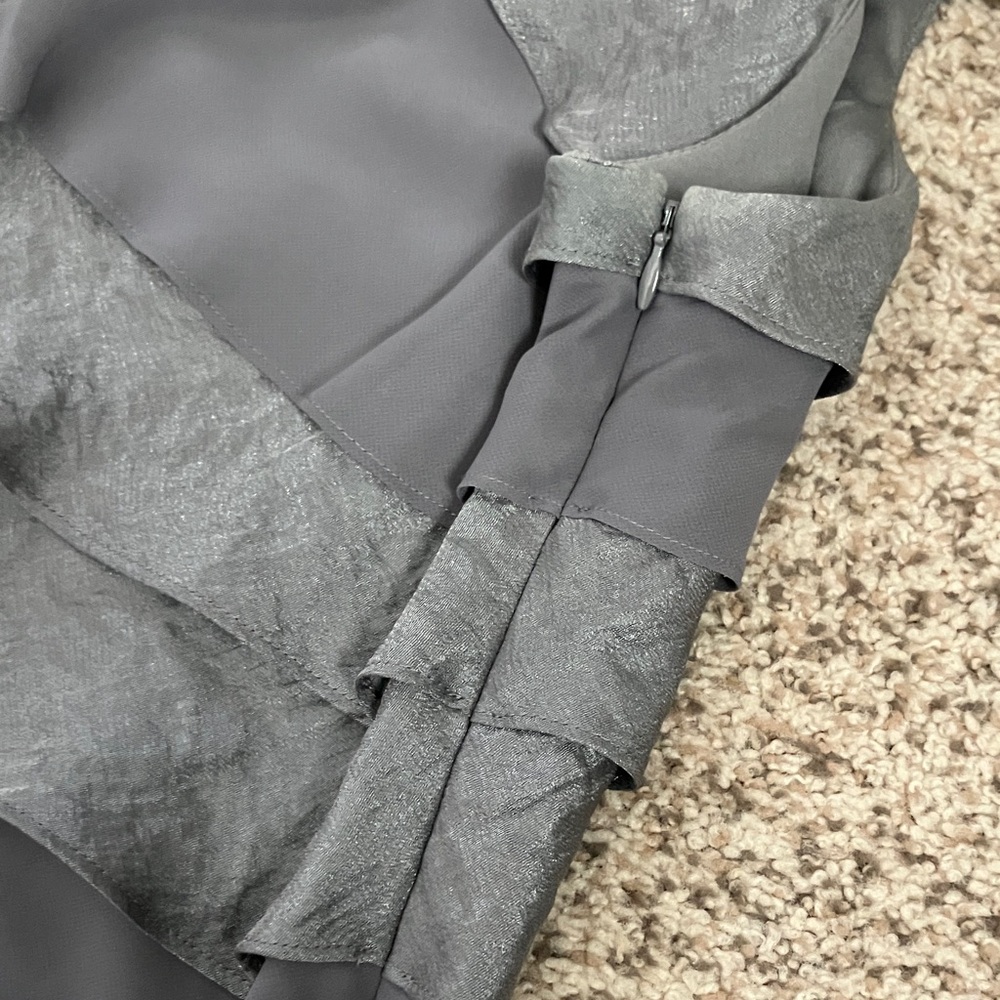 SL Fashions Metallic Gray Embellished Tiered Dress - Picture 8 of 13